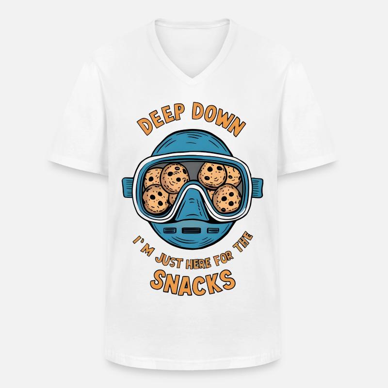 I Dive Deep for Snacks - Männer-T-Shirt mit V-Ausschnitt - Weiß