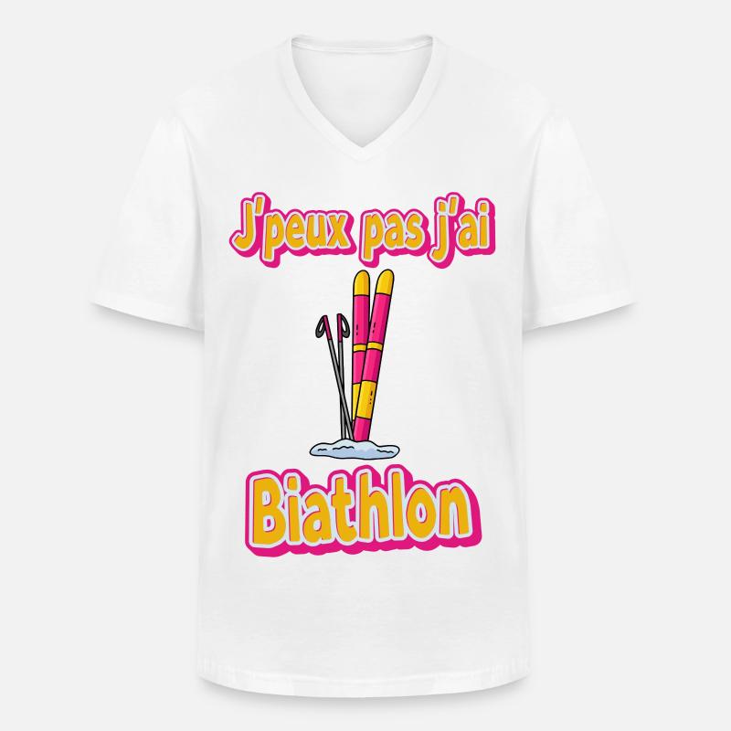 Humorvolles Statement eines Biathlon-Athleten - Männer-T-Shirt mit V-Ausschnitt - Weiß