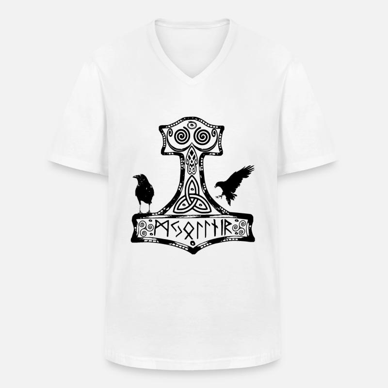 hammer thor Raben - Männer-T-Shirt mit V-Ausschnitt - Weiß
