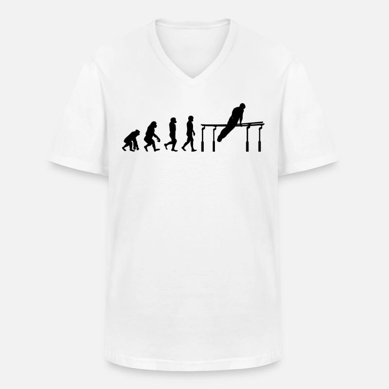 Kunstturnen Parallelbarren Turner Evolution - Männer-T-Shirt mit V-Ausschnitt - Weiß
