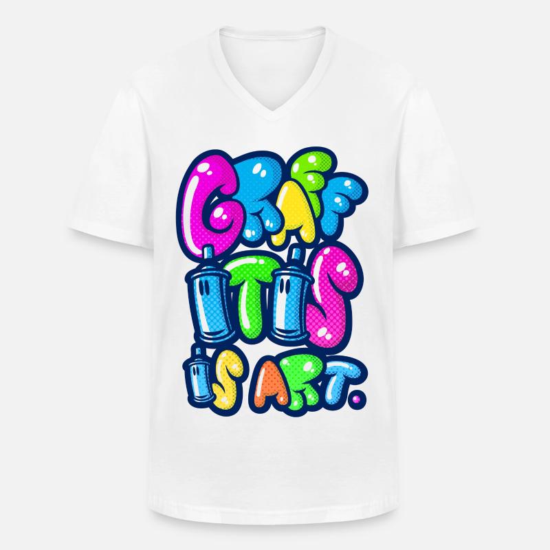 Graffitis Kunst multi - Männer-T-Shirt mit V-Ausschnitt - Weiß