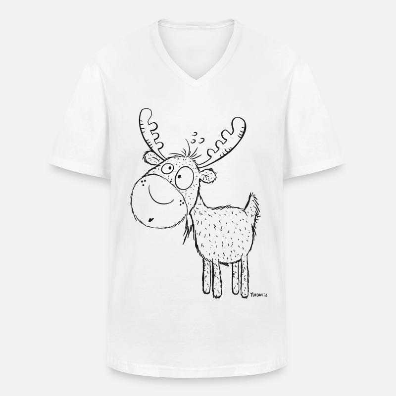 Lustiger Elch - Elche - Hirsch - Reh - Geschenk - Männer-T-Shirt mit V-Ausschnitt - Weiß