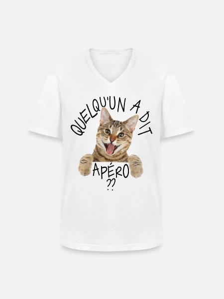 CHAT HAPPY SOMEONE SAID APÉRO 😸😽🥂🍺🍺🍷🍷 - Men's V-Neck T-Shirt - white