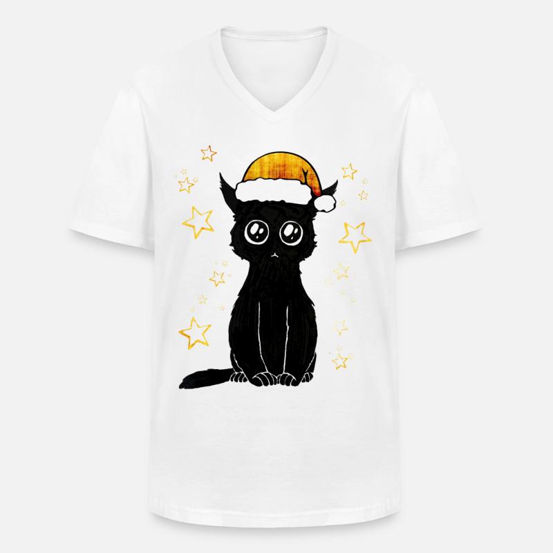 wheinachts katze - Männer-T-Shirt mit V-Ausschnitt - Weiß
