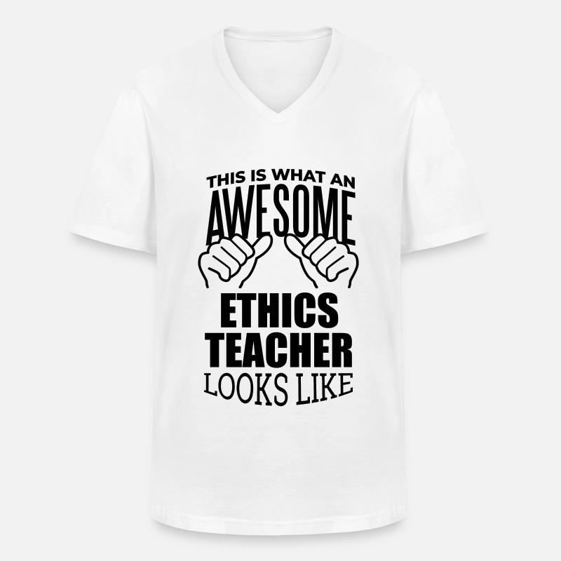 Ethik - Männer-T-Shirt mit V-Ausschnitt - Weiß