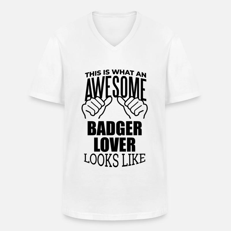 Dachs - Männer-T-Shirt mit V-Ausschnitt - Weiß