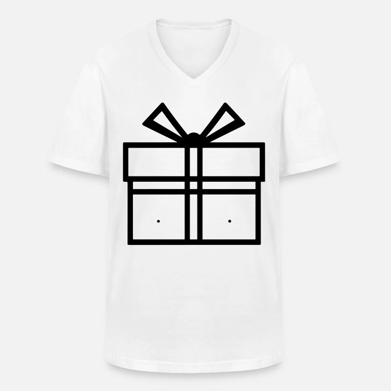 Kleine Geschenkbox - Männer-T-Shirt mit V-Ausschnitt - Weiß