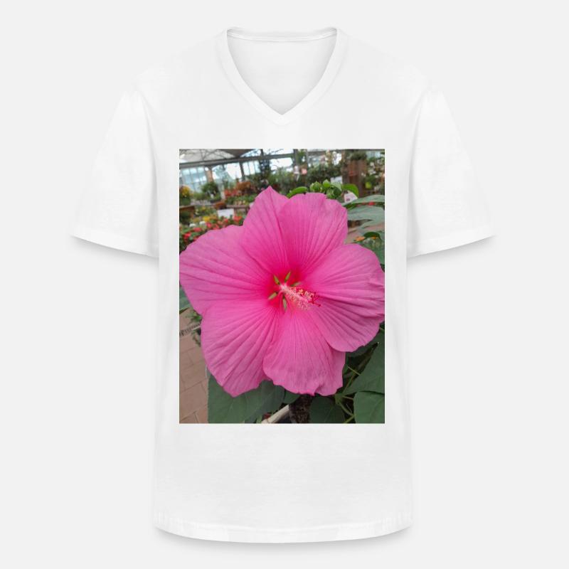 Hibiscus Rose Tropical Glow Textile - Männer-T-Shirt mit V-Ausschnitt - Weiß