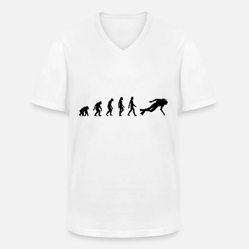 L évolution de la Plongée - T-shirt col V Homme - blanc