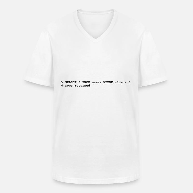 Coder No Clue (1c, NEU) - T-shirt col V Homme - blanc