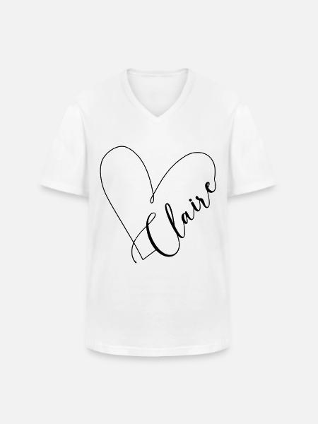 Claire Name Herzlinie - Männer-T-Shirt mit V-Ausschnitt - Weiß