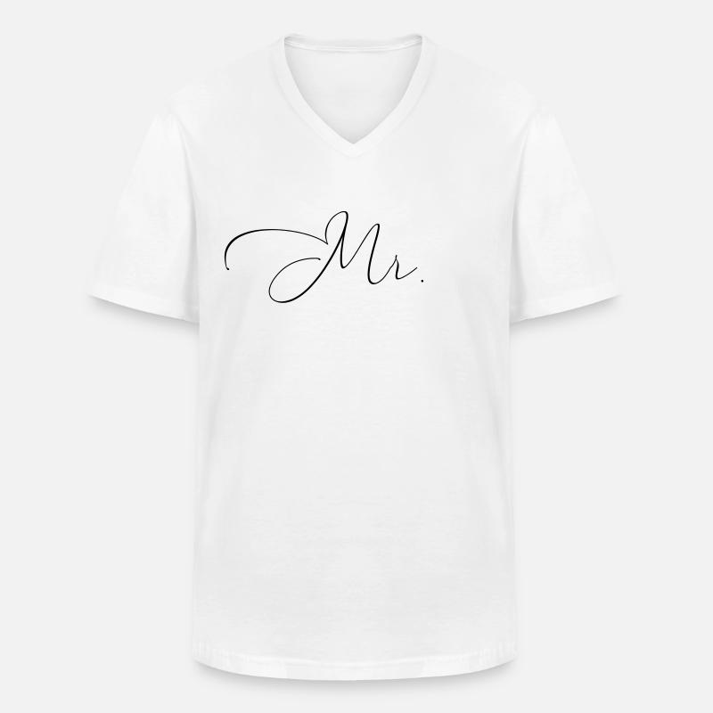 Mr. - Männer-T-Shirt mit V-Ausschnitt - Weiß