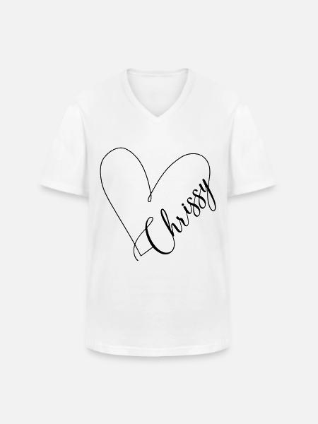 Chrissy Name Herzlinie - Männer-T-Shirt mit V-Ausschnitt - Weiß