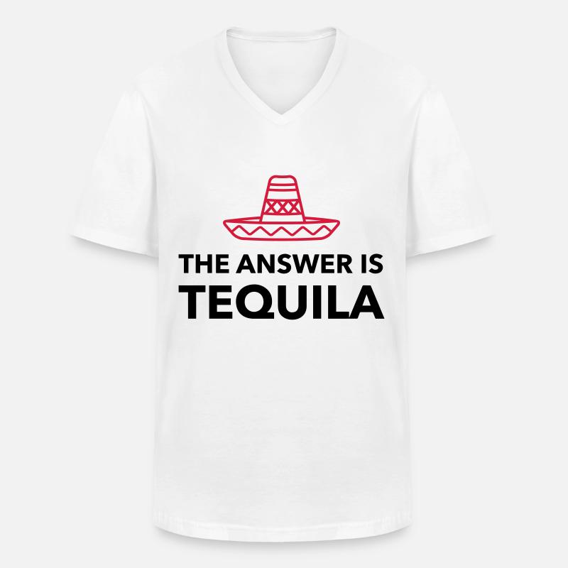 Die Antwort ist Tequila - Männer-T-Shirt mit V-Ausschnitt - Weiß