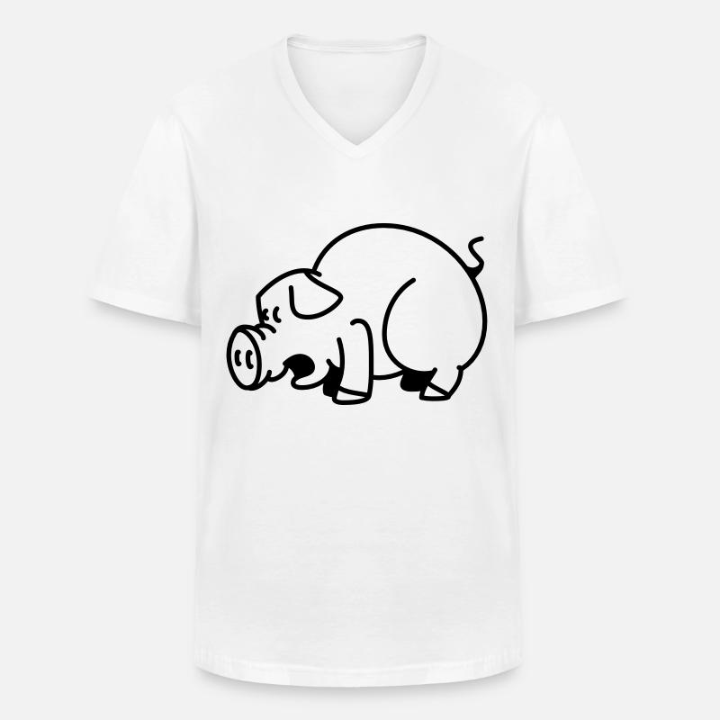 Schwein - Männer-T-Shirt mit V-Ausschnitt - Weiß
