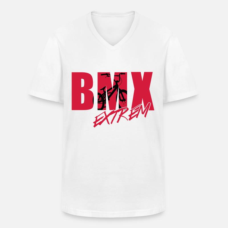 bmx 2_2c - T-shirt col V Homme - blanc