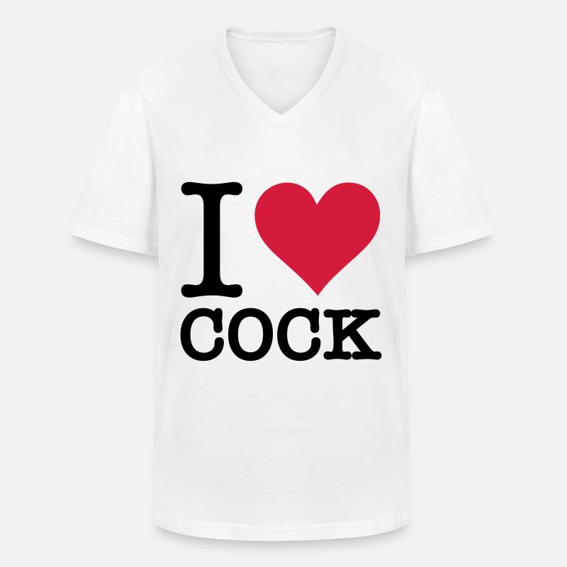 Ich liebe Schwanz - Männer-T-Shirt mit V-Ausschnitt - Weiß