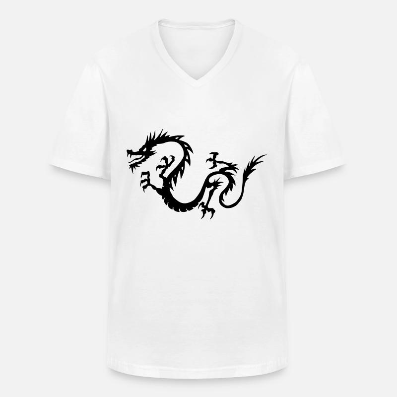 Chinesischer Drache - Männer-T-Shirt mit V-Ausschnitt - Weiß