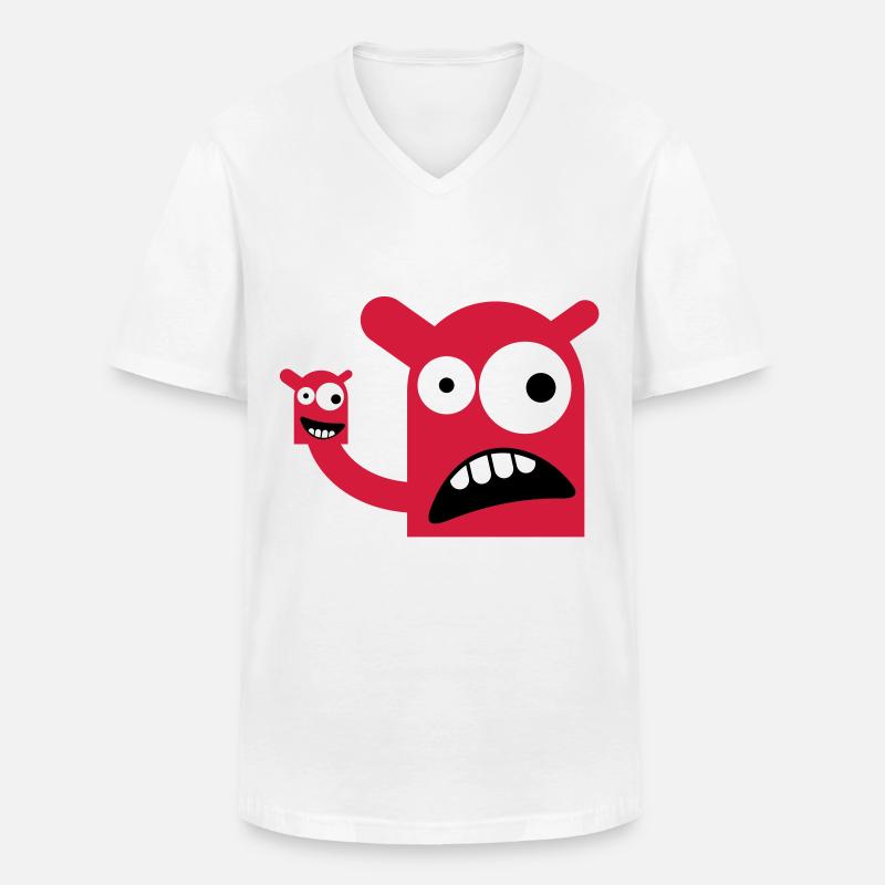Ein Monster mit einer Monster-Puppe - Männer-T-Shirt mit V-Ausschnitt - Weiß