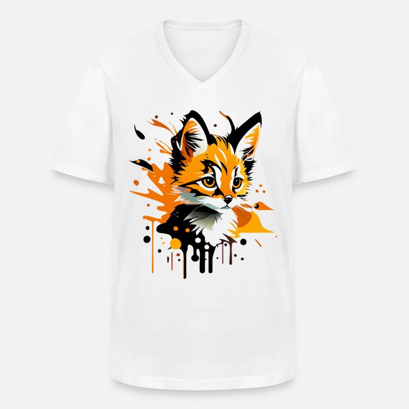Kätzchen, Katze - Männer-T-Shirt mit V-Ausschnitt - Weiß