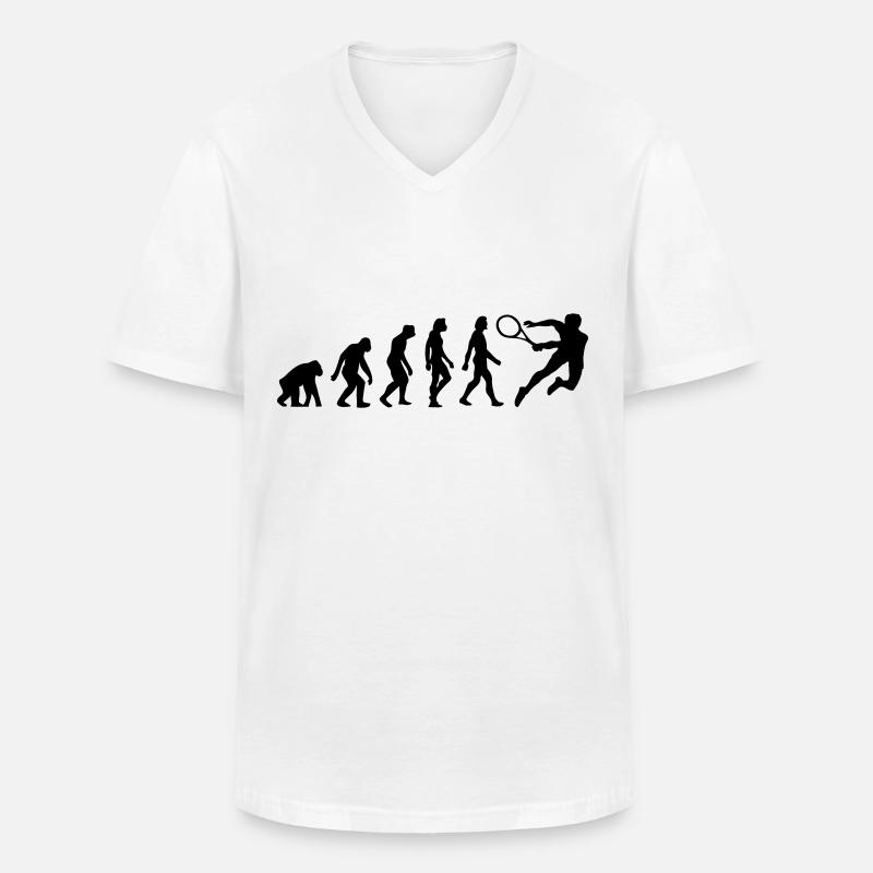 Die Evolution von Tennis - Männer-T-Shirt mit V-Ausschnitt - Weiß