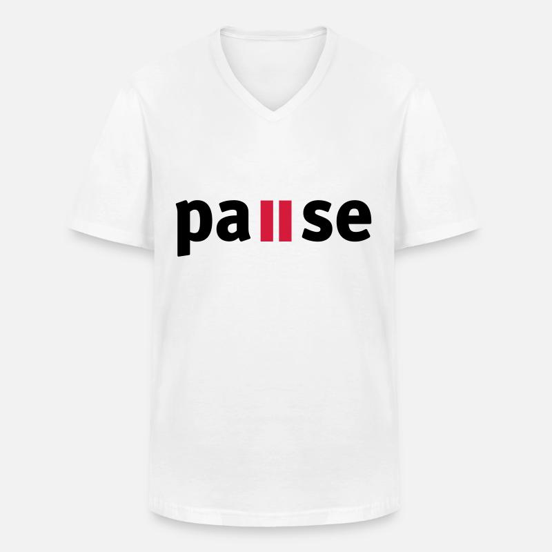 Pause - Männer-T-Shirt mit V-Ausschnitt - Weiß