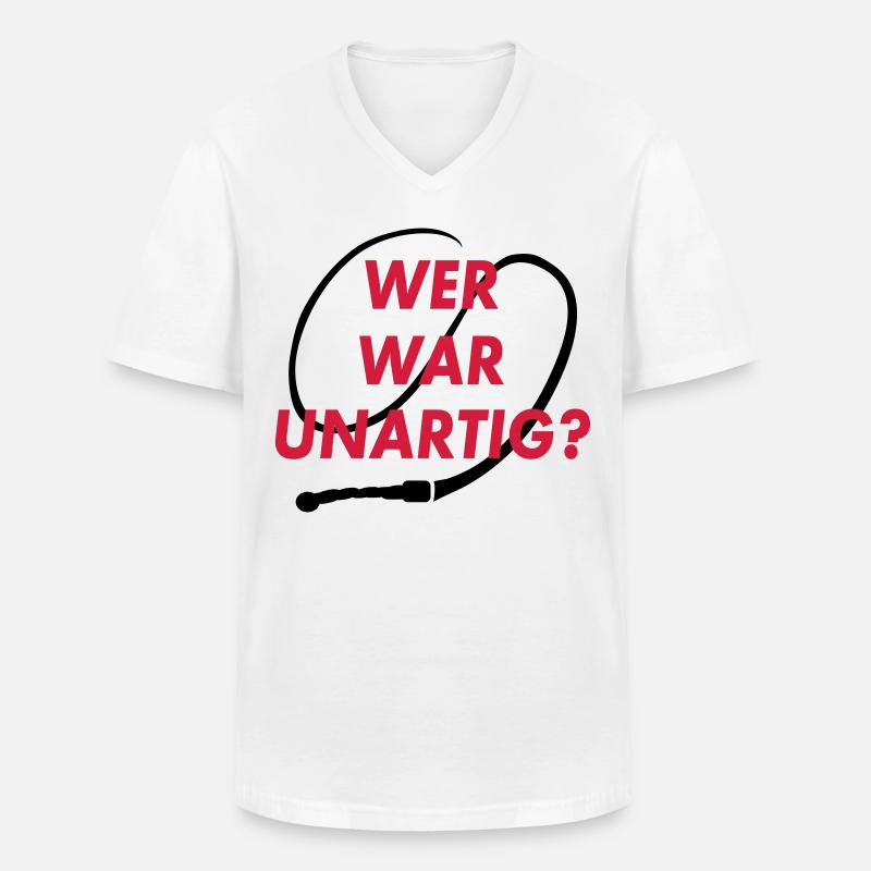 Wer war unartig? Peitsche - Männer-T-Shirt mit V-Ausschnitt - Weiß