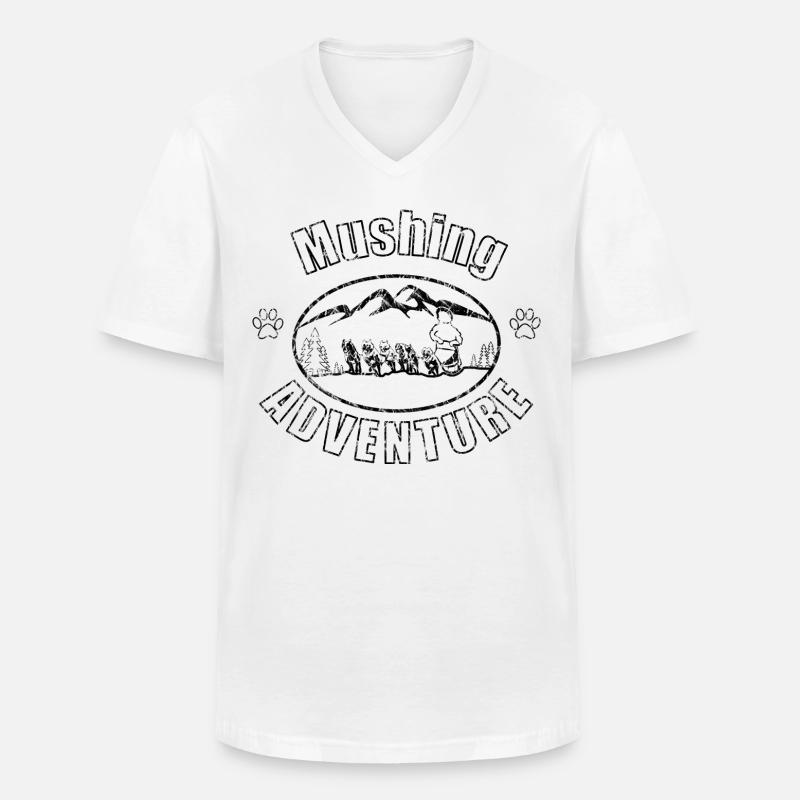 Schlittenhundeführer Mushing - Männer-T-Shirt mit V-Ausschnitt - Weiß