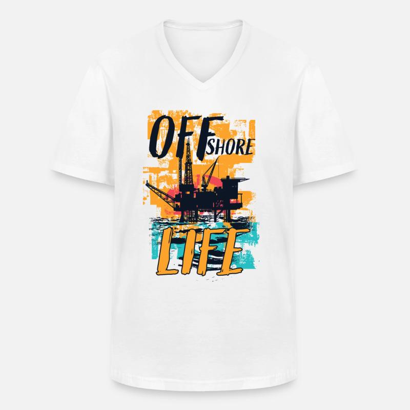 Offshore Life - Männer-T-Shirt mit V-Ausschnitt - Weiß