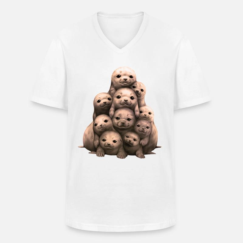Robben Seehunde - Männer-T-Shirt mit V-Ausschnitt - Weiß