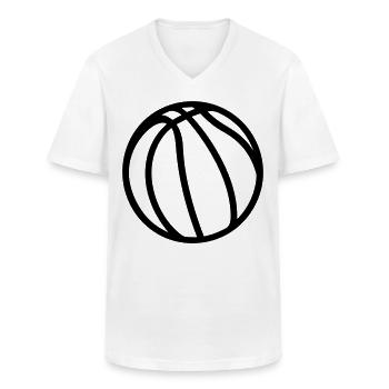 Ballon de basket - T-shirt col V Homme - blanc - Devant - AI Model Male 185 light (185cm)