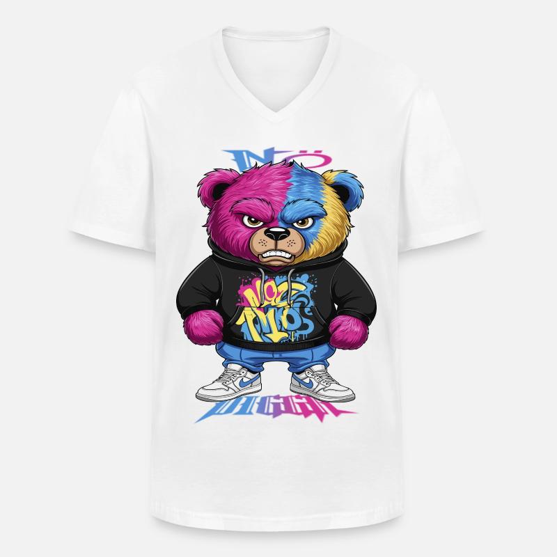 Grummelige Bär - Männer-T-Shirt mit V-Ausschnitt - Weiß