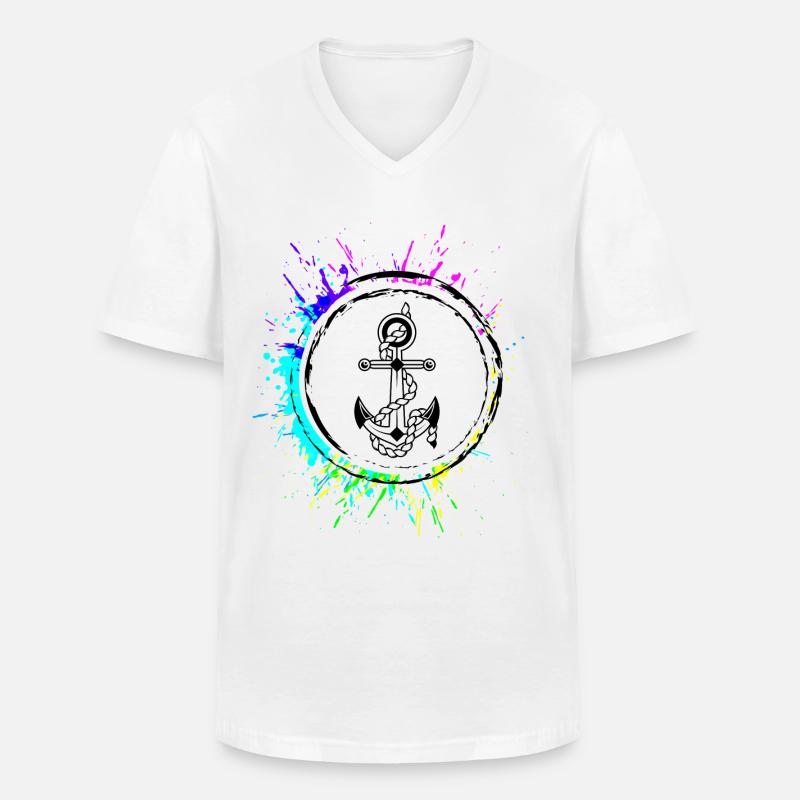 Anker Symbol Zeichen - Männer-T-Shirt mit V-Ausschnitt - Weiß