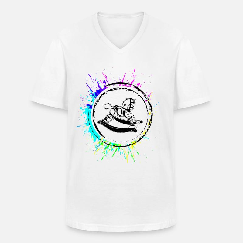 Schauckelpferd Icon Symbol Bunt - Männer-T-Shirt mit V-Ausschnitt - Weiß