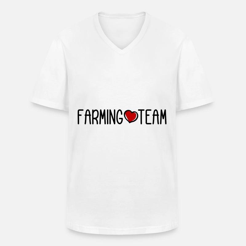 Farming Team - Männer-T-Shirt mit V-Ausschnitt - Weiß