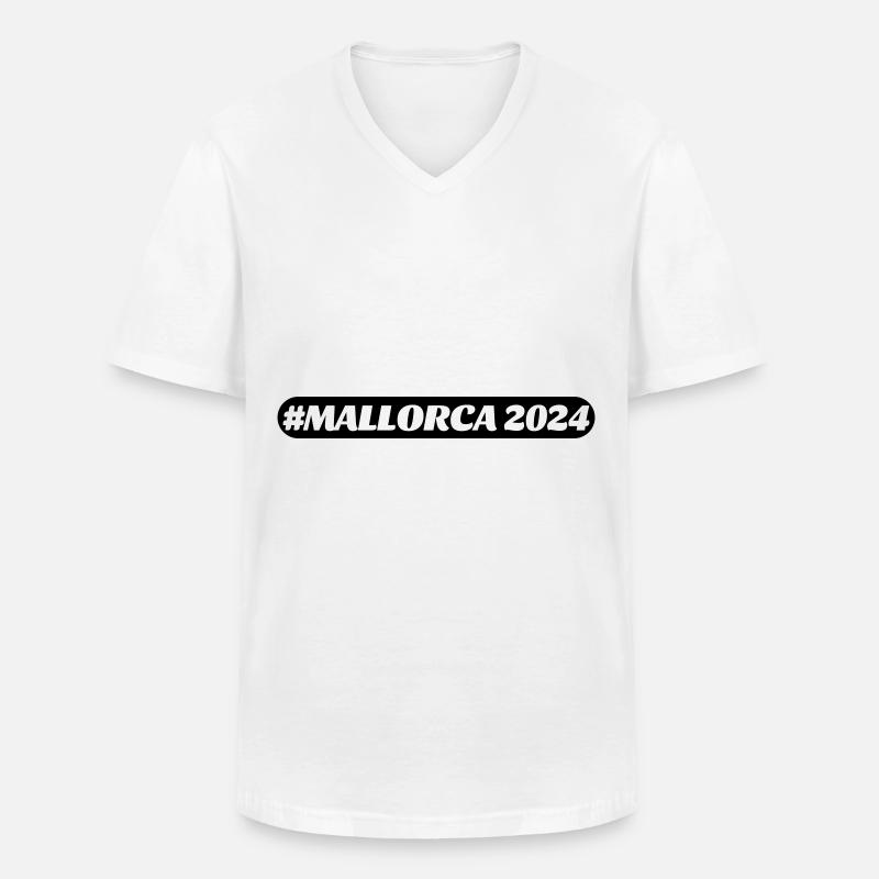 Mallorca 2024 - Männer-T-Shirt mit V-Ausschnitt - Weiß