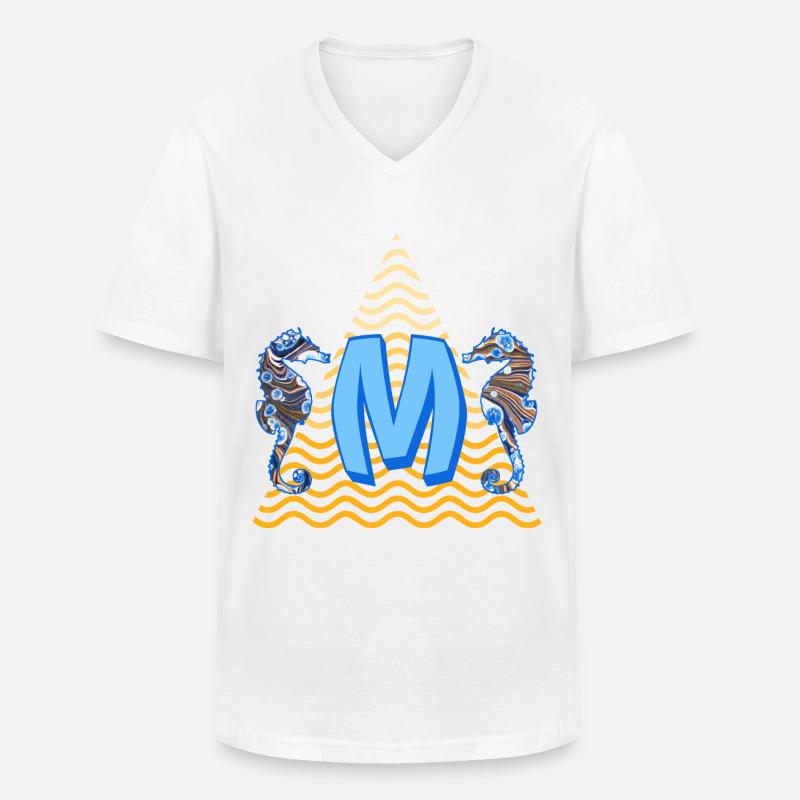 Hippocampe E 262 m - T-shirt col V Homme - blanc