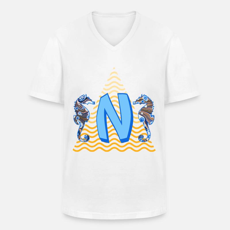 seepferdchen e 262 n - Männer-T-Shirt mit V-Ausschnitt - Weiß
