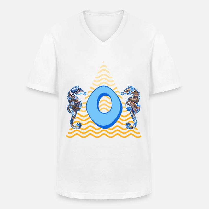 seepferdchen e 262 o - Männer-T-Shirt mit V-Ausschnitt - Weiß