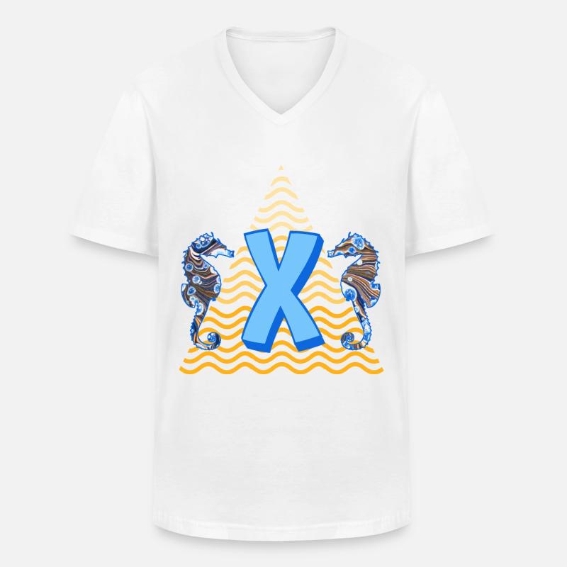 seepferdchen e 262 x - Männer-T-Shirt mit V-Ausschnitt - Weiß