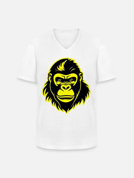 Gorilla Head - Men's V-Neck T-Shirt - white