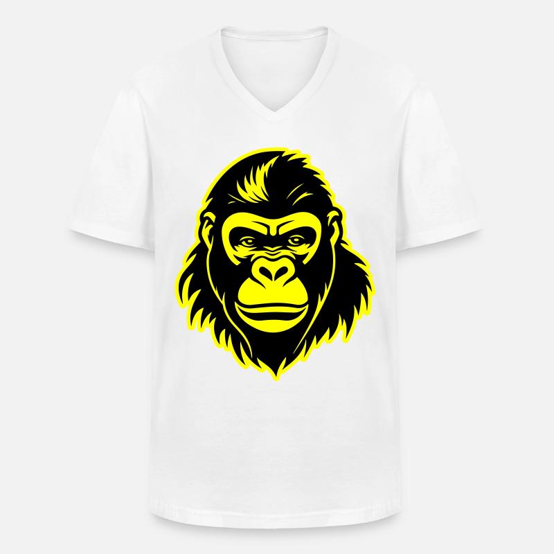 Gorilla Kopf - Männer-T-Shirt mit V-Ausschnitt - Weiß