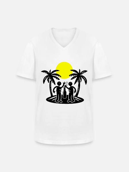 Island Beach Party Drinking - Men's V-Neck T-Shirt - white