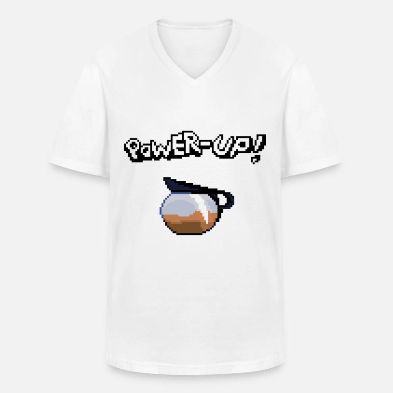 Power-Up! - Männer-T-Shirt mit V-Ausschnitt - Weiß