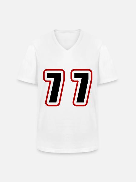 77 Number College - Men's V-Neck T-Shirt - white