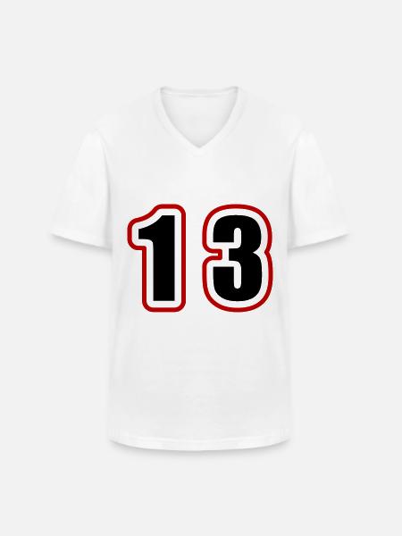13 Number College - Men's V-Neck T-Shirt - white