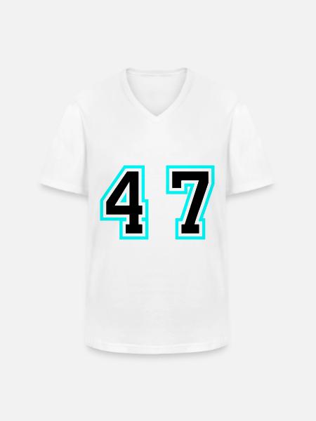 47 Symbole numérique - T-shirt col V Homme - blanc