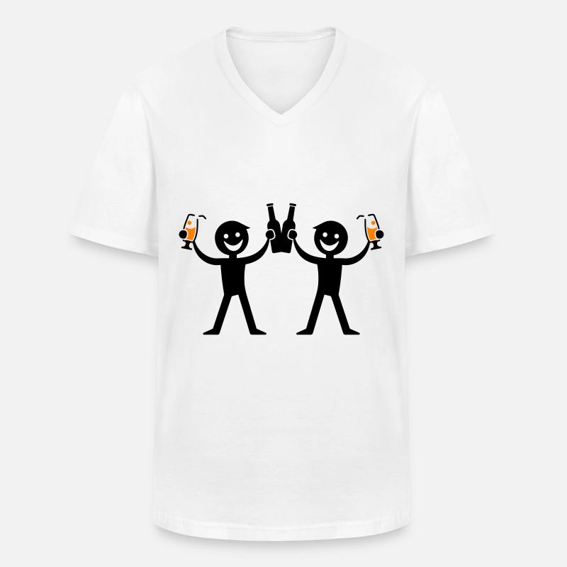 Trinken Flasche Bier - Männer-T-Shirt mit V-Ausschnitt - Weiß