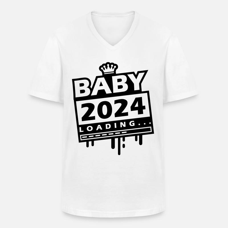 Baby 2024 Loading - Männer-T-Shirt mit V-Ausschnitt - Weiß