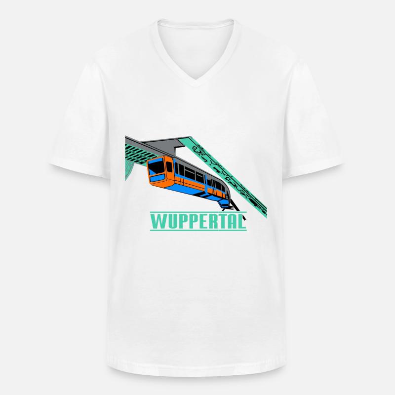 Wuppertal Schwebebahn - Männer-T-Shirt mit V-Ausschnitt - Weiß